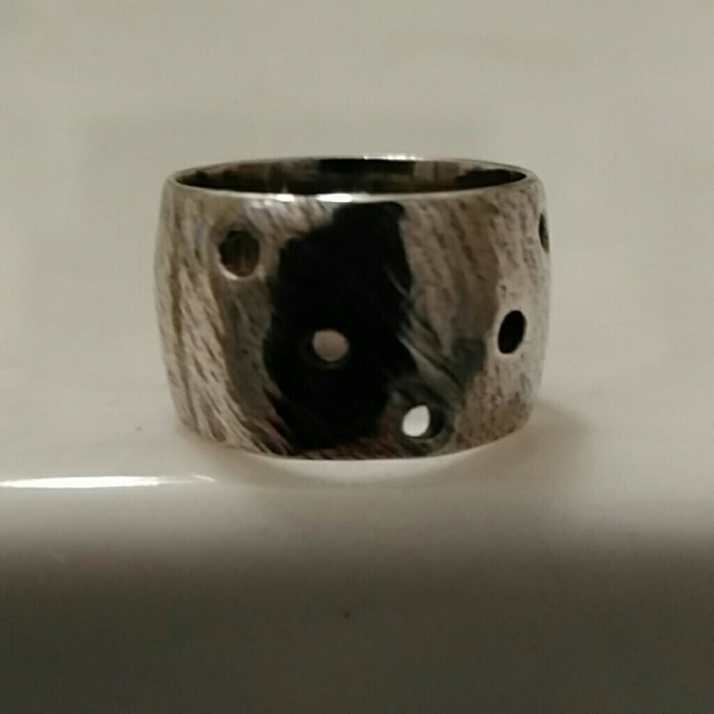 Sterling Silver thick hole band sz 6